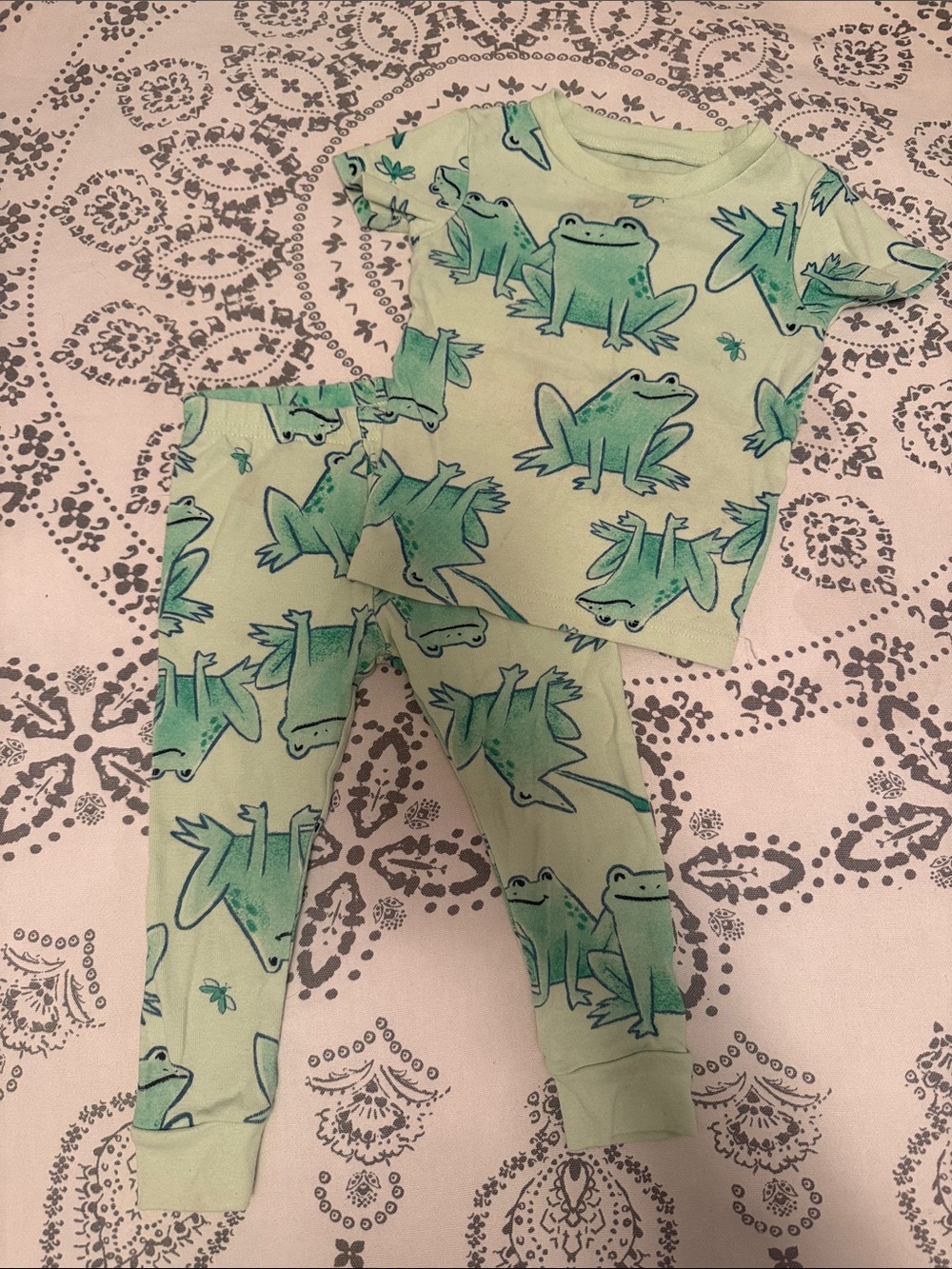 Frog Print Kids Pajama Set - Size 18 Months